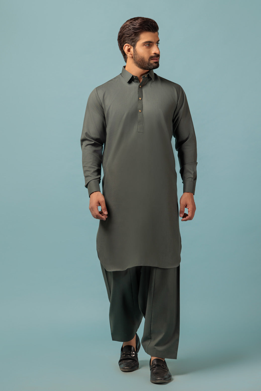 Shalwar Kameez Bonanza Men Sweaters SAGE-BLENDED-SHALWAR SUIT
