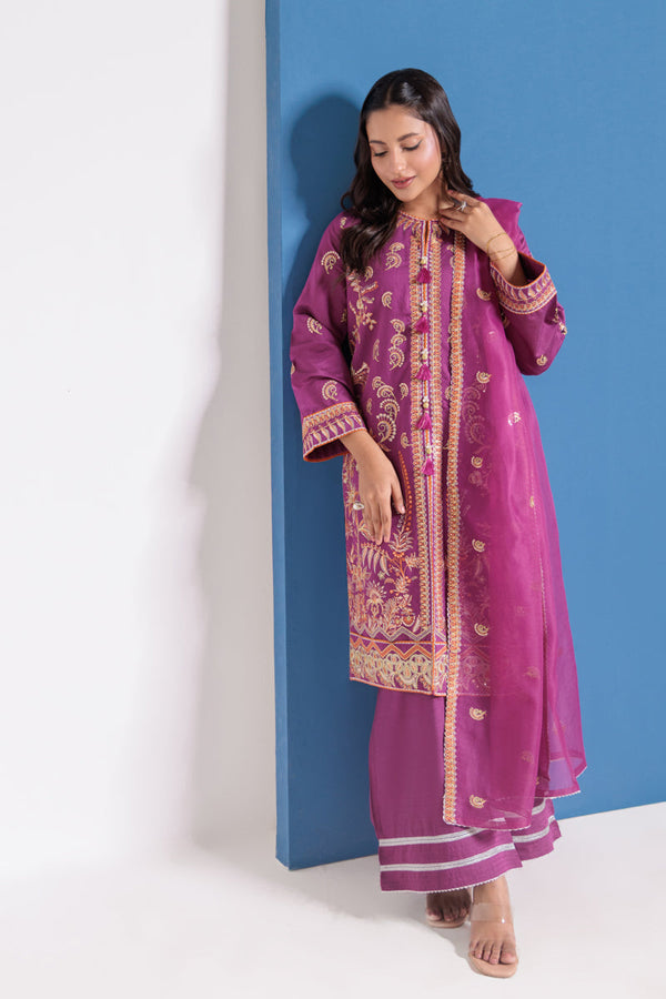 Purple-Cotton Net-3 Piece (WPS25FE3047)B-135/143