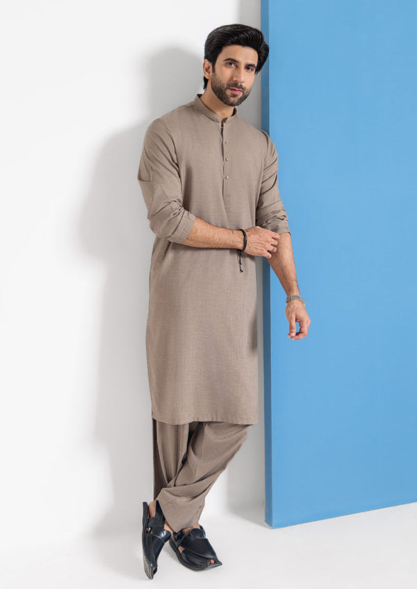 Taupe-Blended-Kurta Shalwar - (MPS25KSE2062) B-34