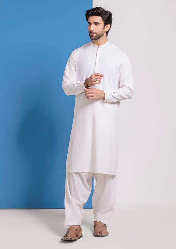 O-White-Blended-Shalwar Suit - (M25SSE2059) B-19