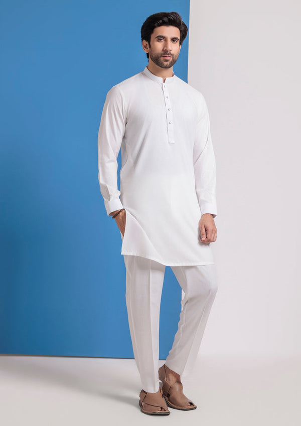 O-White-Blended-Kurta Trouser - (MPS25KPS2038) B-30