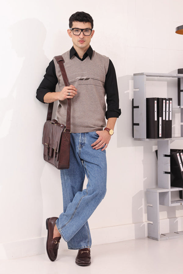 MOONROCK-V-NECK SANDO SWEATER (653-15)B-162