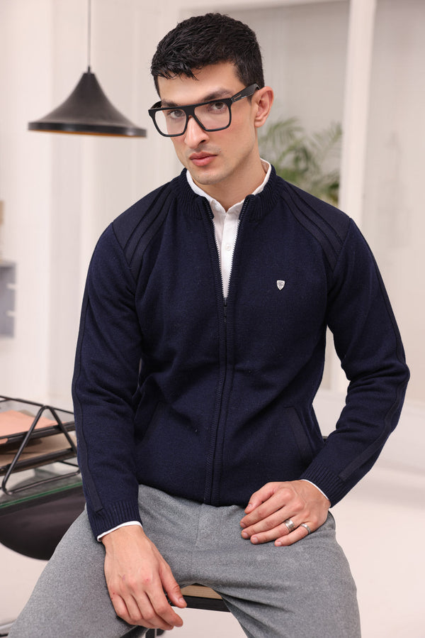 DN-BLUE-TURTLE NECK ZIPPER FULL SLEEVES SWEATER (921-15)B-162
