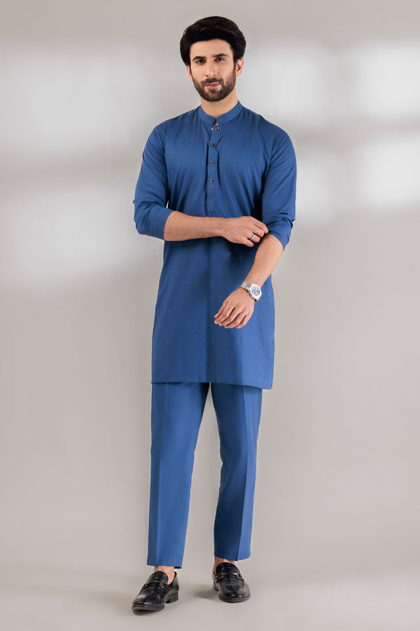 S-BLUE-COTTON-KURTA TROUSER - (KSR24-005) B-26. R22