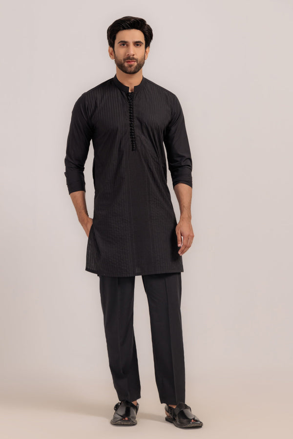 BLACK-BLENDED-KURTA TROUSER - (KSR24-019)B-171. R19
