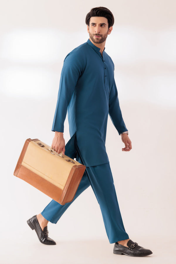 OX-BLUE-BLENDED-KURTA TROUSER - (KSR24-021)B-52