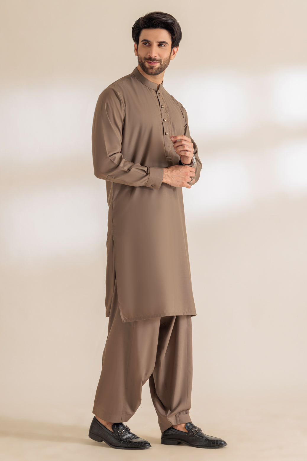 OLIVE-BLENDED-KURTA SHALWAR - (KSRR24-009) B-03. R20 – Bonanza Satrangi ...