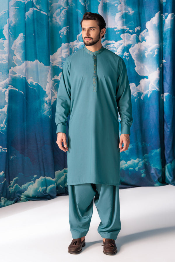 O-GREEN-BLENDED-KURTA SHALWAR - (KSRW24-004) B-39. R19