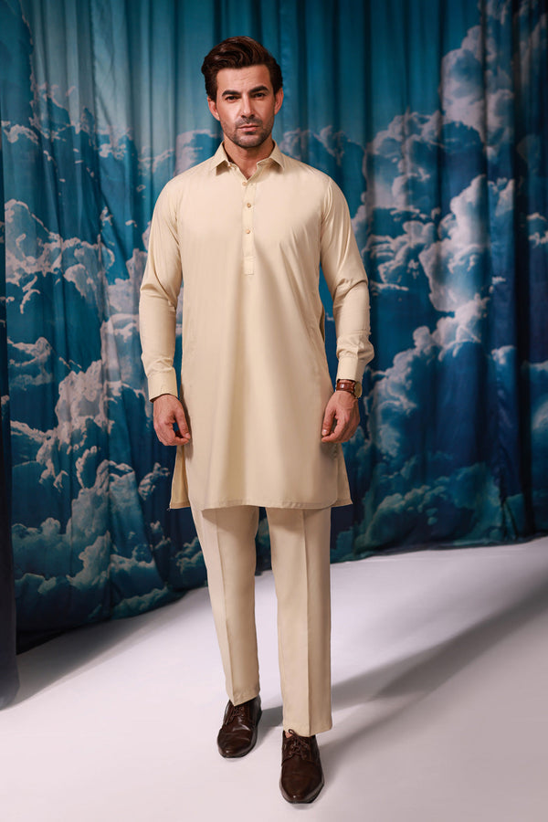 BEIGE-BLENDED-KURTA TROUSER - (KSW24-018) B-30. R21