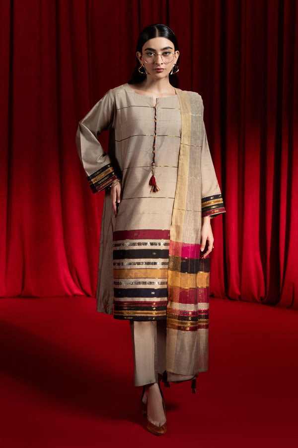 BEIGE-YARN DYED-3 PIECE (WS5243P10)B-32