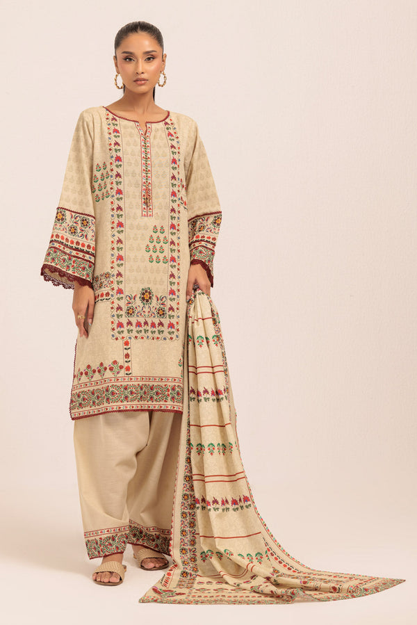 BEIGE-KHADDAR-3 PIECE (WS6243P30)B-45;B-46 R17