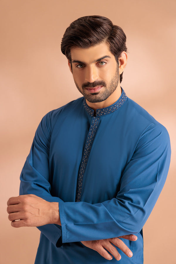 U-BLUE-BLENDED-KURTA SHALWAR - (KSRS24-002) B-23-30