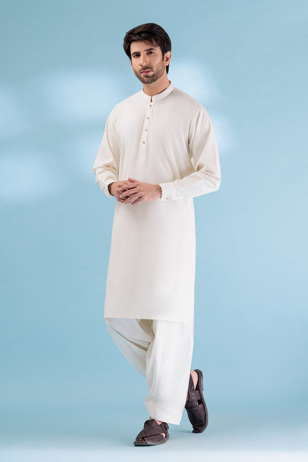 EG-WHITE-BLENDED-KURTA SHALWAR - (KSRW23-021) B-04