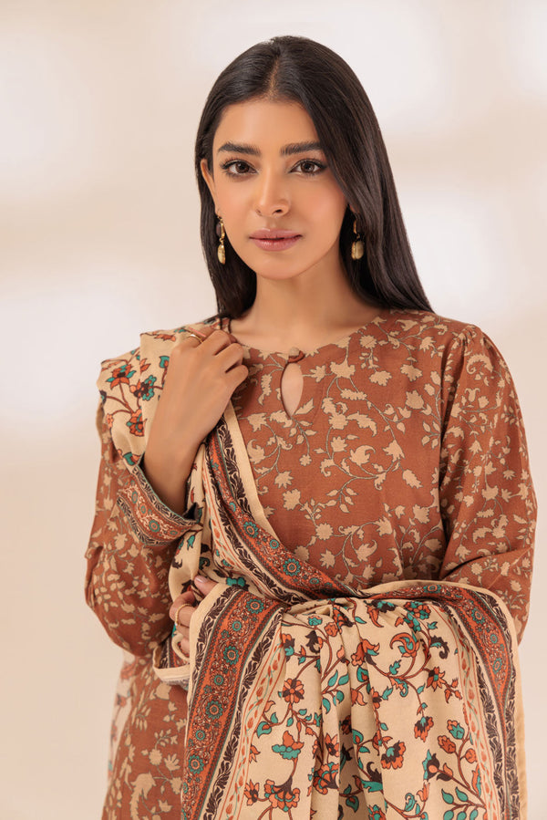 BROWN-KHADDAR-3 PIECE (PWS6233P08) B-157